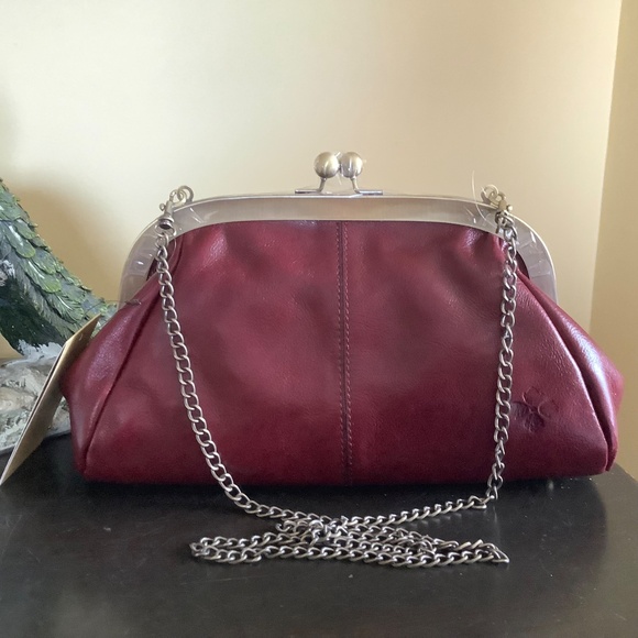 Patricia Nash Gisele Leather Frame Shoulder Bag Burgundy OS - Picture 2 of 16